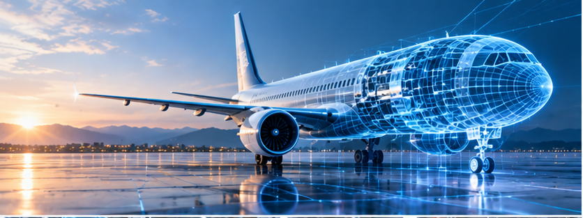 Aircraft combining its physical form with a digital twin